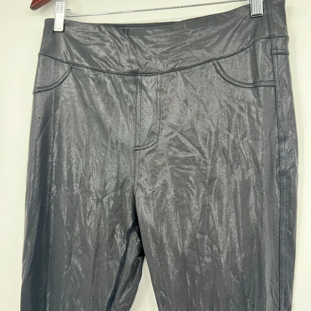 NEW HALARA XL SoftlyZero Faux Leather High Waisted Pocket Work Leggings shimmer - Picture 7 of 8